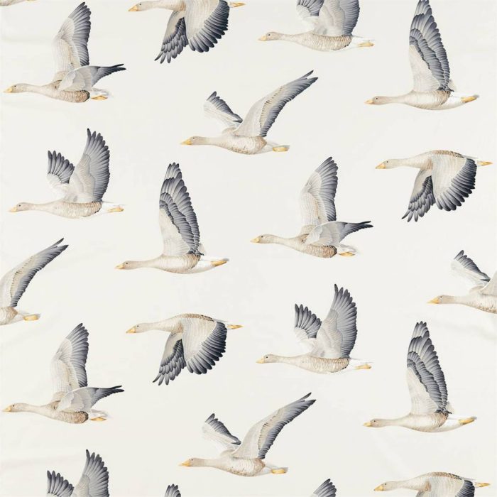 Elysian Geese Fabric - Silver / Chalk swatch