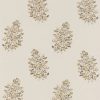 brown botanical embroideried fabric from Sanderson