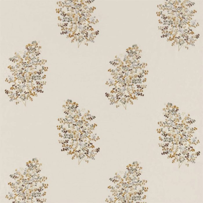 Wendell Embroidery Fabric - Honey / Grey swatch