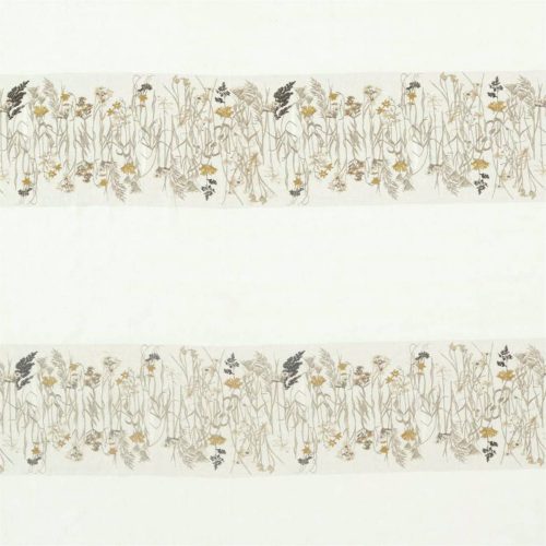 Pressed Flowers Fabric - Sable / Corn by brown animal embroideried fabric from Sanderson