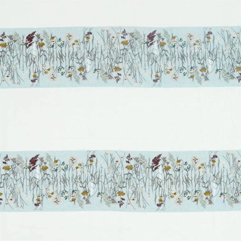 blue animal embroideried fabric from Sanderson