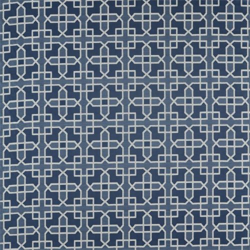 Hampton Weave Fabric - Indigo by blue geometric jacquard fabric from Sanderson