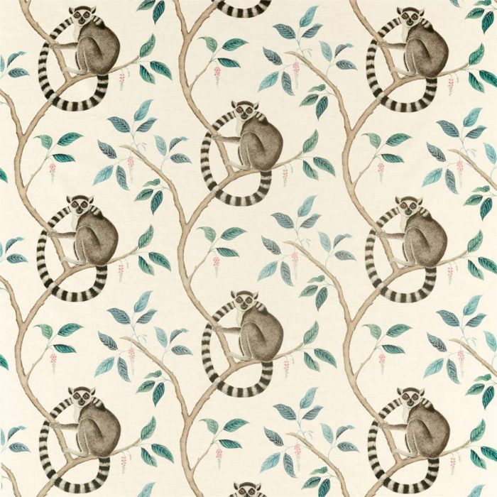 Ringtailed Lemur Fabric - Grey swatch