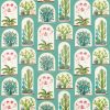 blue botanical cotton fabric from Sanderson