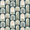 blue botanical cotton fabric from Sanderson