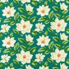 green botanical linen fabric from Sanderson