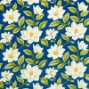blue botanical linen fabric from Sanderson
