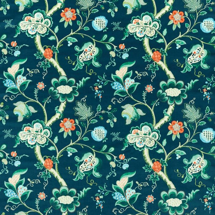 Roslyn Fabric - Eucalyptus / Rowan Berry swatch