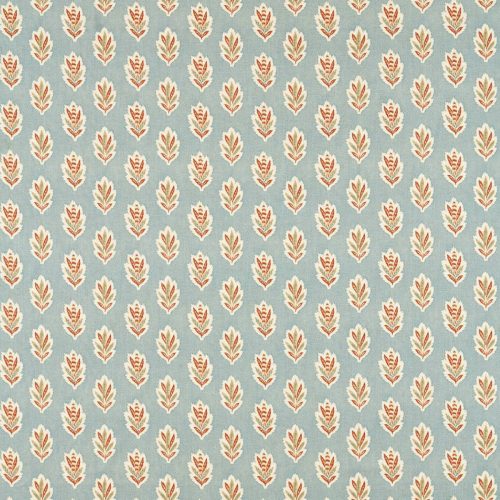 Sessile Leaf Fabric - Blue Clay by blue botanical cotton fabric from Sanderson