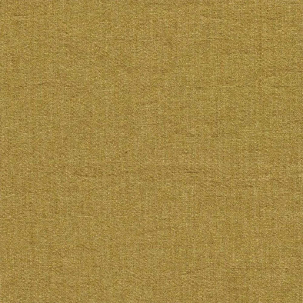 Rue Linen Fabric - Saffron by brown plain woven fabric from Sanderson