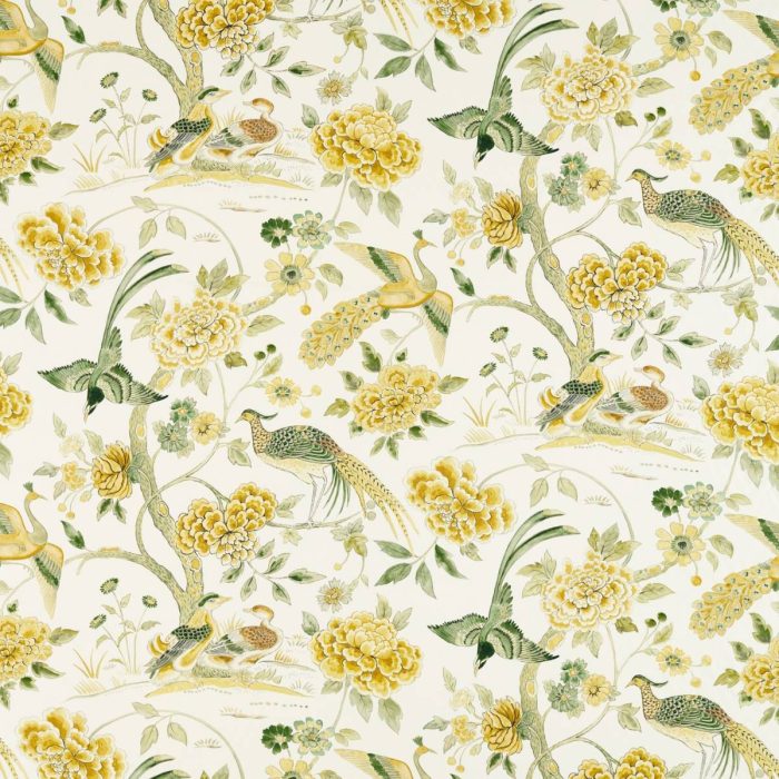 Indienne Peacock Fabric - Gosling Yellow swatch