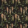 black-grey botanical embroideried fabric from Sanderson