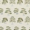 green botanical embroideried fabric from Sanderson