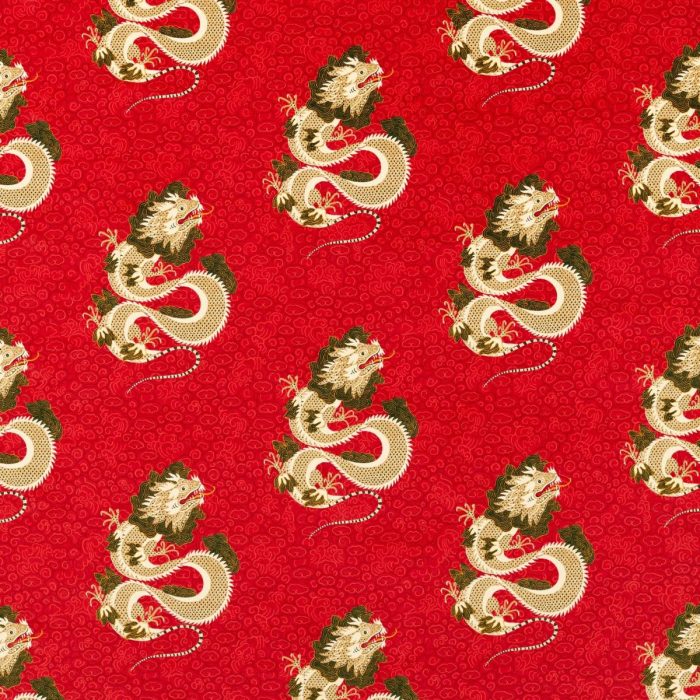 Water Dragon Fabric - Cinnabar Red swatch