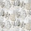 black-grey botanical linen fabric from Sanderson