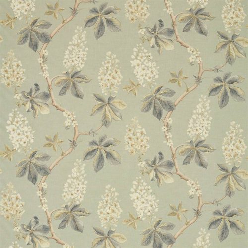 Chestnut Tree Fabric - Grey Blue / Sage by green botanical linen fabric from Sanderson