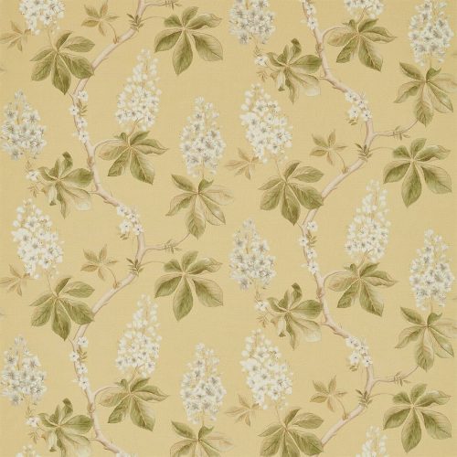 Chestnut Tree Fabric - Lemon / Lettuce by yellow botanical linen fabric from Sanderson