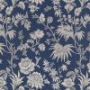 blue botanical jacquard fabric from Romo