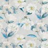 blue botanical linen fabric from Romo