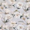 black-grey botanical linen fabric from Romo