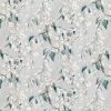 black-grey botanical linen fabric from Romo