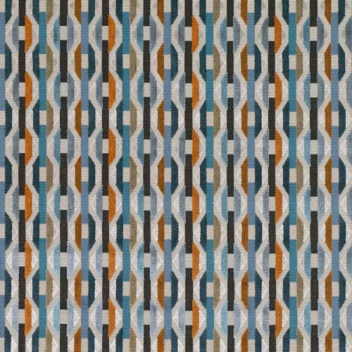 Onetti Fabric - Copper by multicolour geometric velvet-chenille fabric from Romo