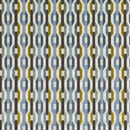 Onetti Fabric - Verde by black-grey geometric velvet-chenille fabric from Romo
