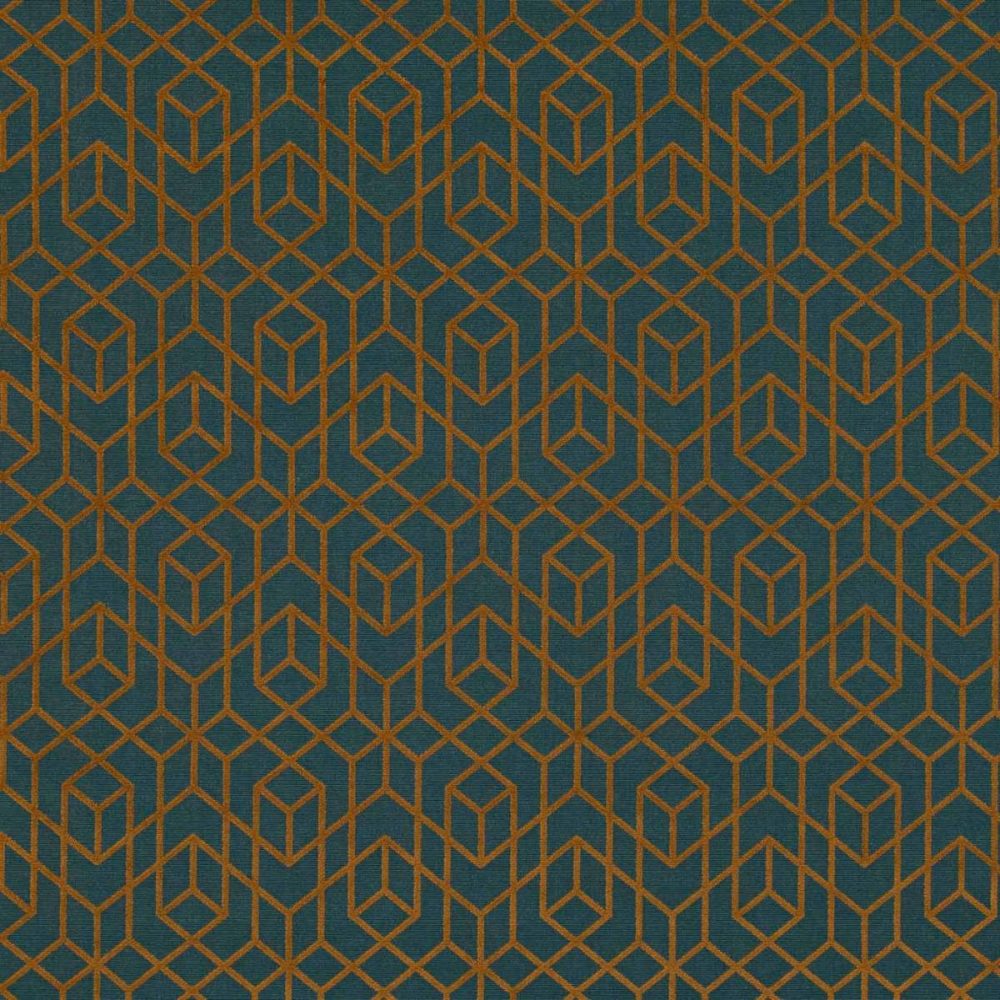 black-grey geometric velvet-chenille fabric from Romo