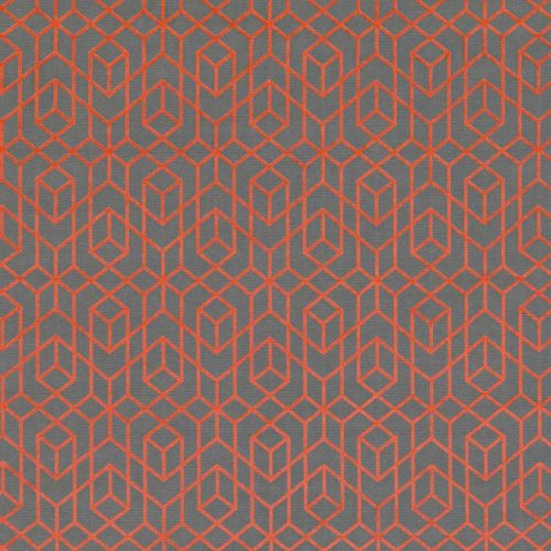 Botero Fabric - Cayenne by black-grey geometric velvet-chenille fabric from Romo