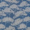 blue botanical jacquard fabric from Romo