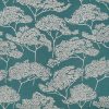 green botanical jacquard fabric from Romo