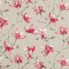 red botanical embroideried fabric from Romo