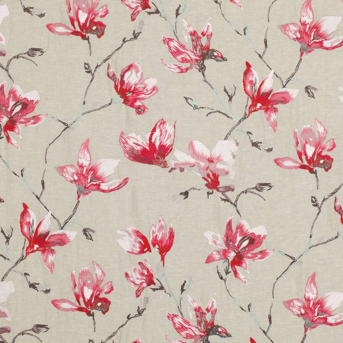 Saphira Embroidery Fabric - Rocoto by red botanical embroideried fabric from Romo