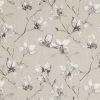 black-grey botanical embroideried fabric from Romo