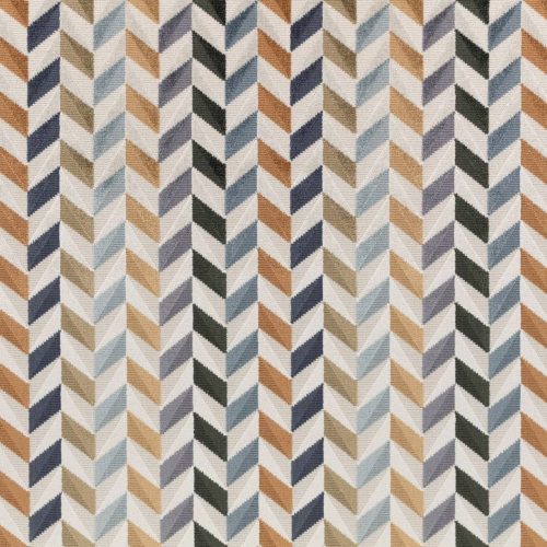 Katori Fabric - Tamarind by multicolour geometric velvet-chenille fabric from Romo