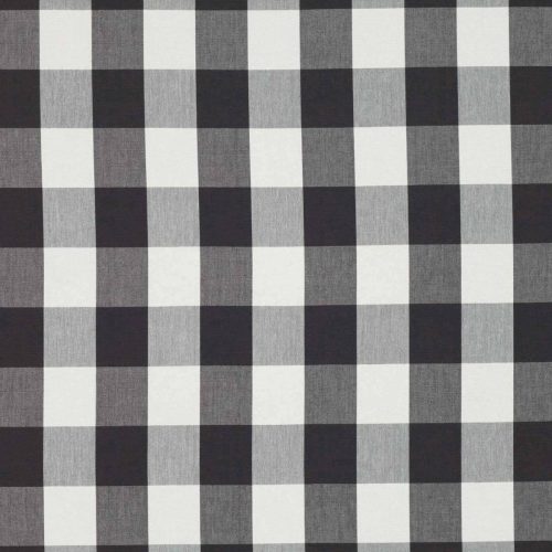 Kemble Fabric - Charcoal by black-grey checked cotton fabric from Romo