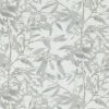 black-grey botanical voile-sheer fabric from Romo