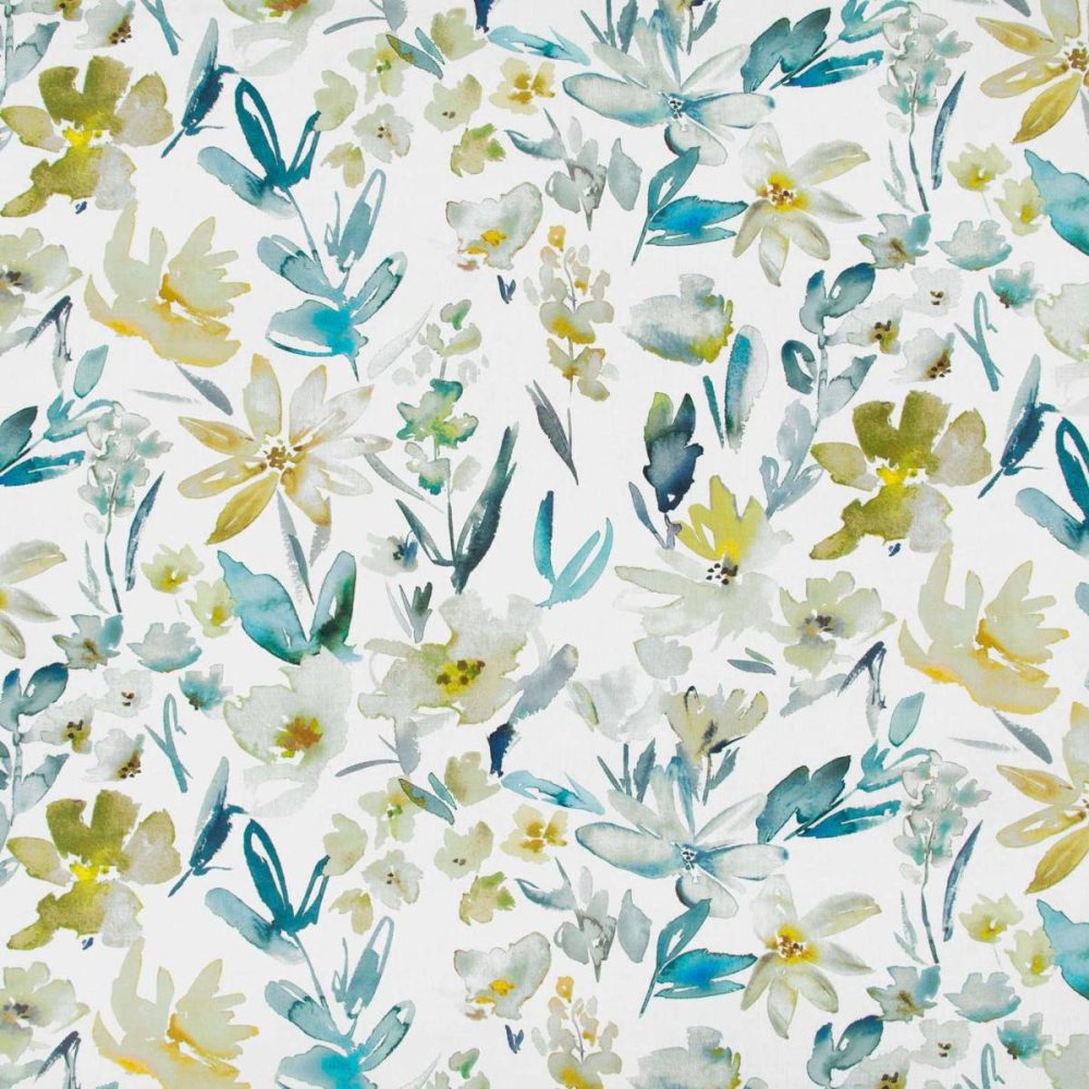 blue botanical printed fabric from Romo
