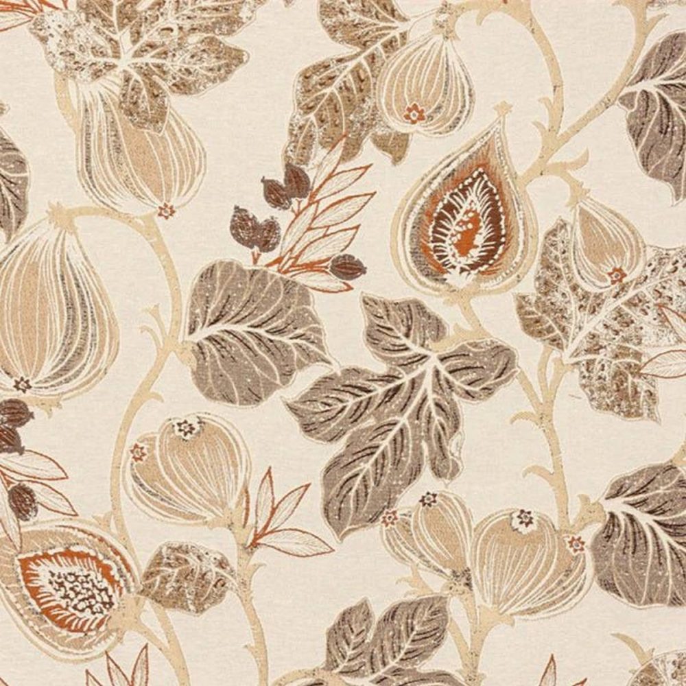 orange botanical jacquard fabric from Porter & Stone
