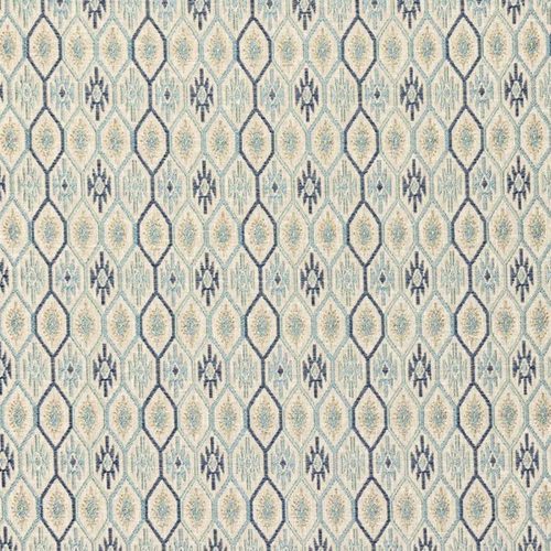 Santa Maria Fabric - Indigo by blue geometric jacquard fabric from Porter & Stone