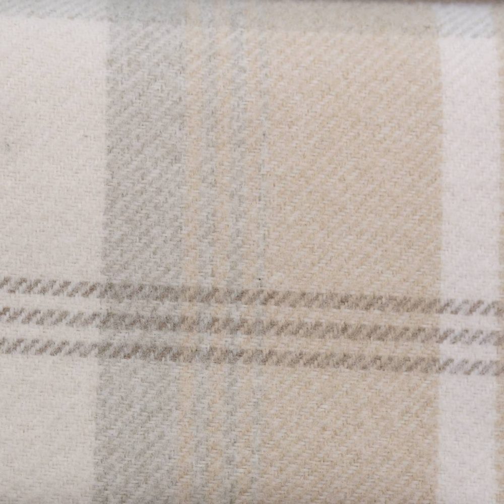 Balmoral Fabric - Natural by white checked woolen fabric from Porter & Stone