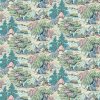 blue botanical velvet-chenille fabric from Linwood Fabrics