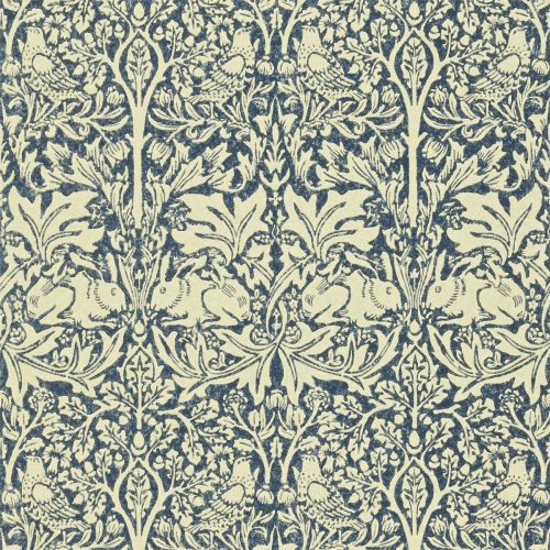Brer Rabbit Wallpaper - Indigo / Vellum by blue animal wallpaper from william morris & co