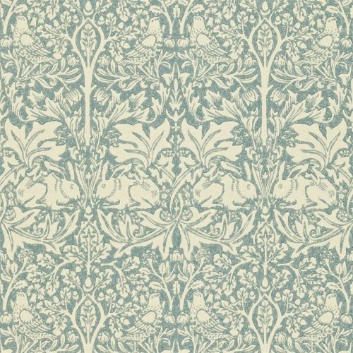 Brer Rabbit Wallpaper - Slate / Vellum by blue animal wallpaper from william morris & co