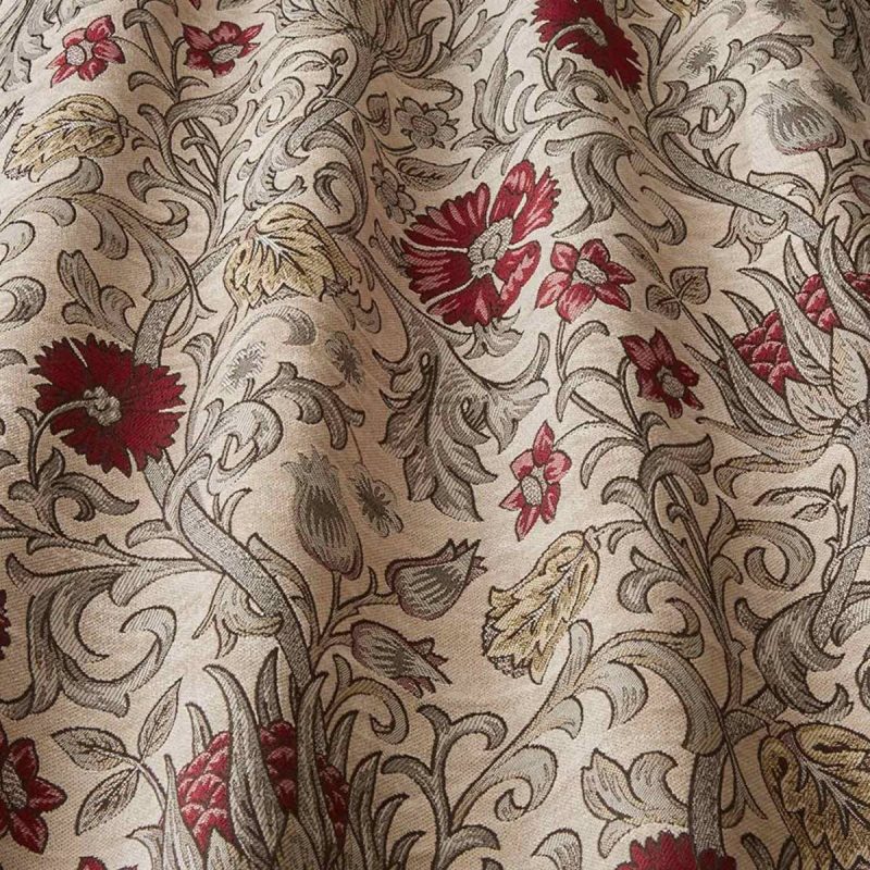Chalfont Fabric - Ruby by brown botanical velvet-chenille fabric from iLiv