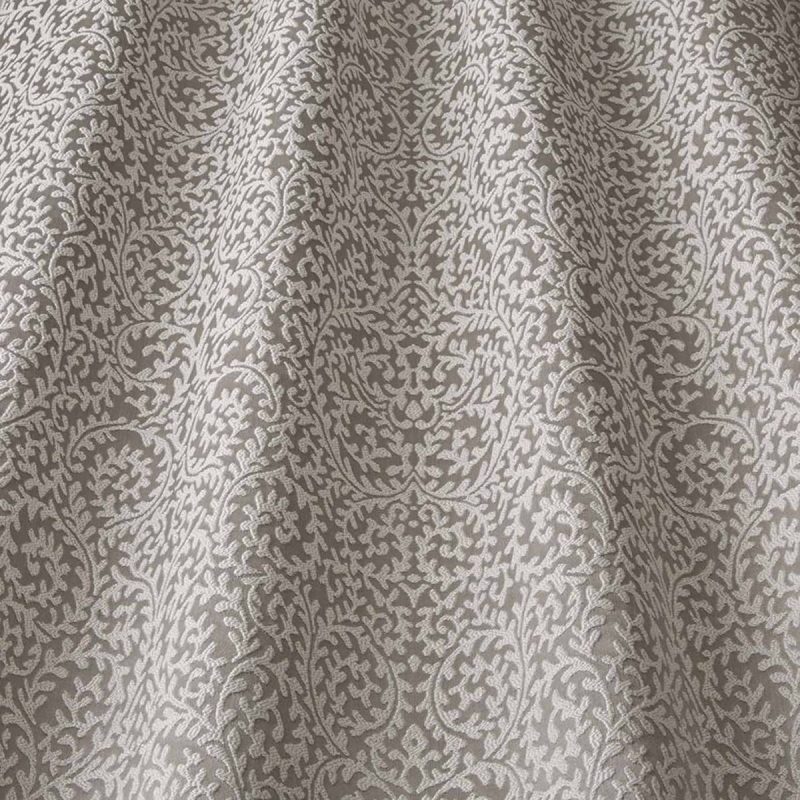 Chatham Fabric - Flint by black-grey botanical jacquard fabric from iLiv