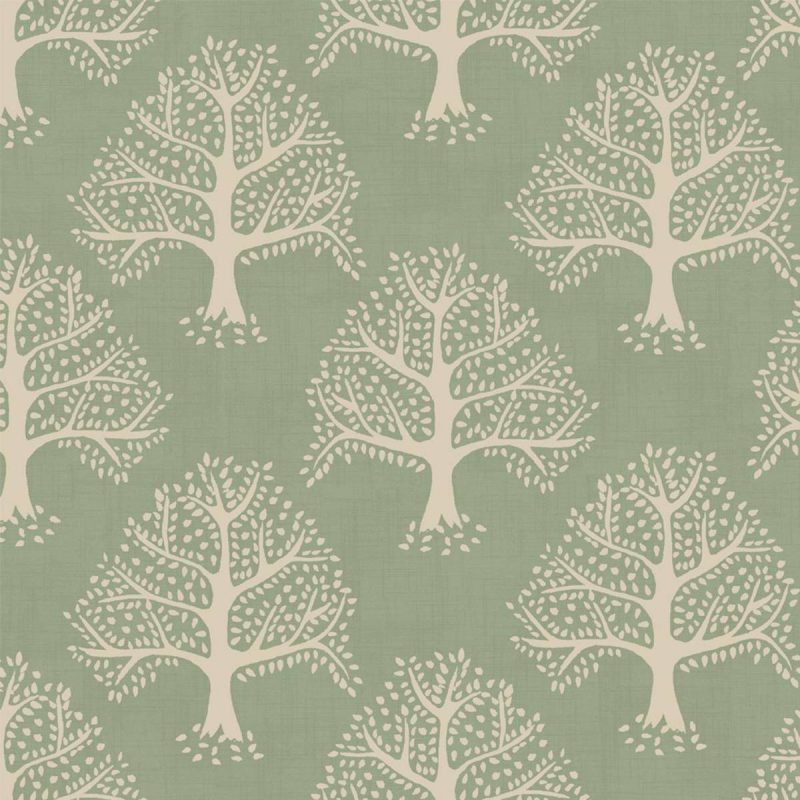 Great Oak Fabric - Lichen by green botanical cotton fabric from iLiv