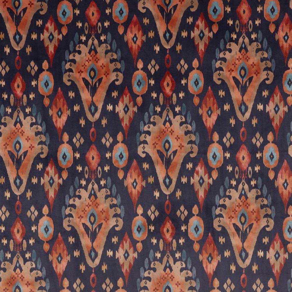 Kasbah Fabric - Ink by black-grey traditional velvet-chenille fabric from iLiv