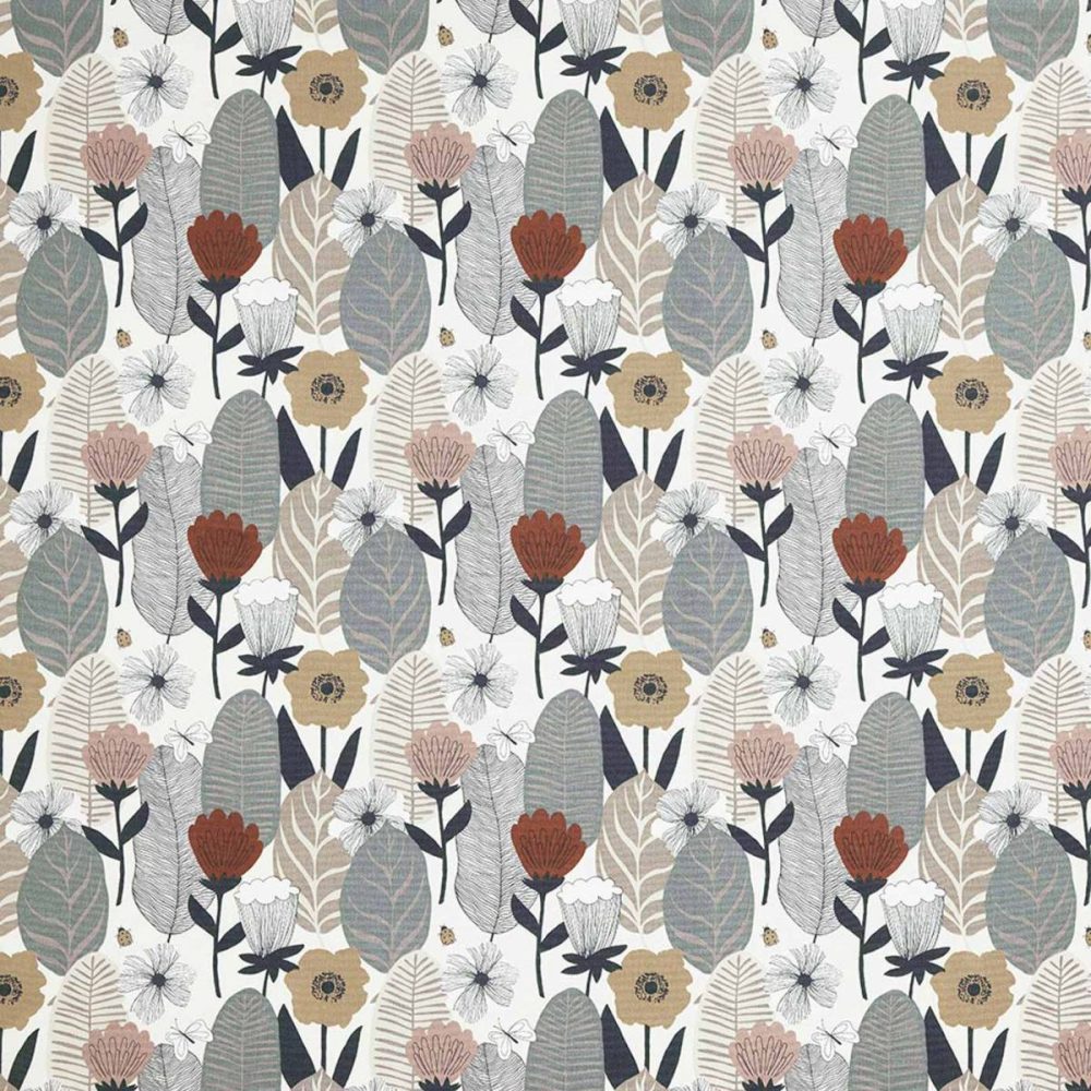 black-grey botanical cotton fabric from iLiv