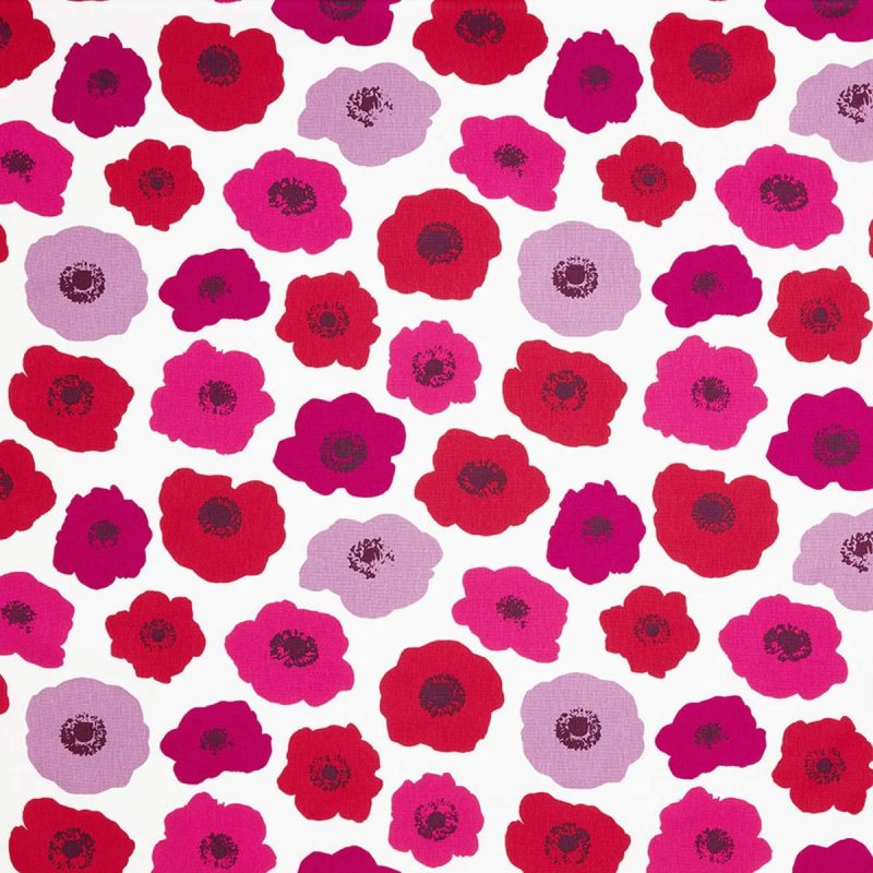 Vallmo Fabric - Carnelian by purple botanical cotton fabric from iLiv